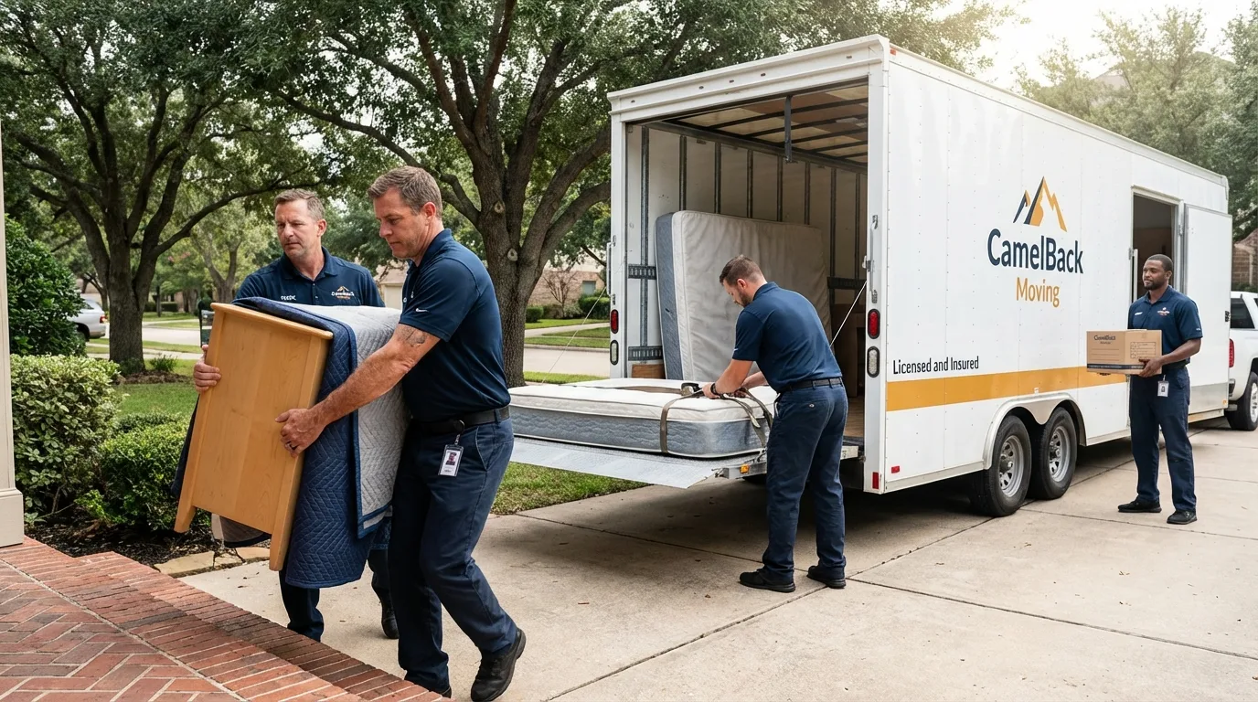 Crew loading residential truck for cross-state move from Sewanee, TN