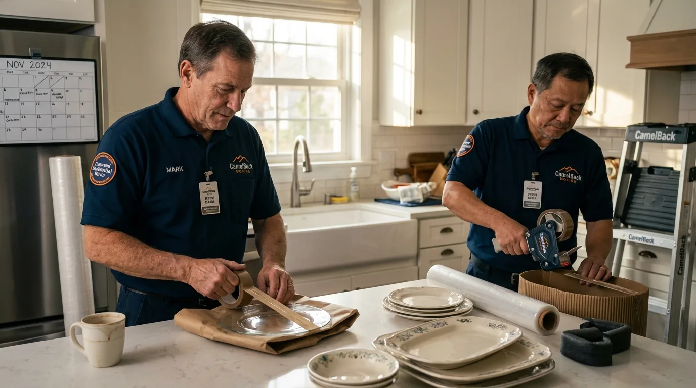 Professional crew packing kitchen dishware in Sewanee, TN